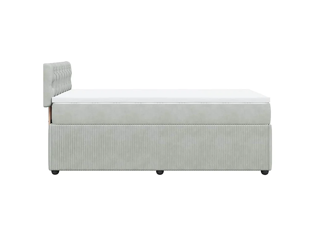 Cama box spring con colchón terciopelo gris claro 100x200 cm