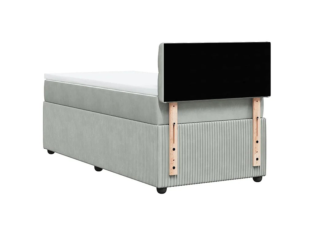Cama box spring con colchón terciopelo gris claro 100x200 cm