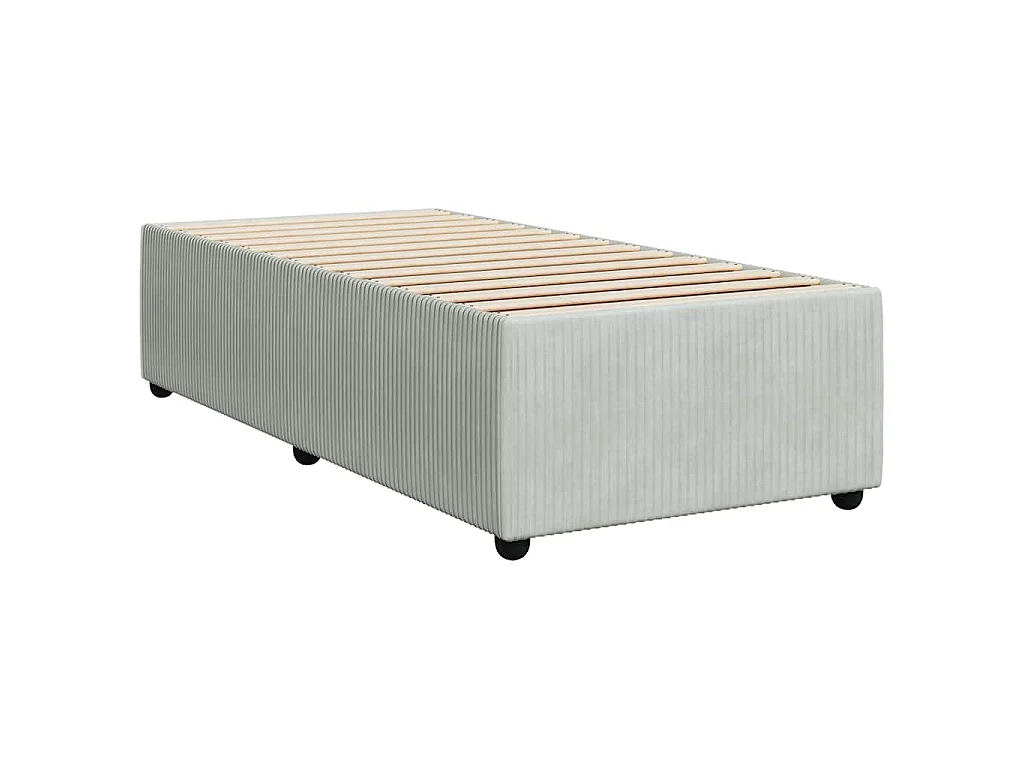 Cama box spring con colchón terciopelo gris claro 100x200 cm