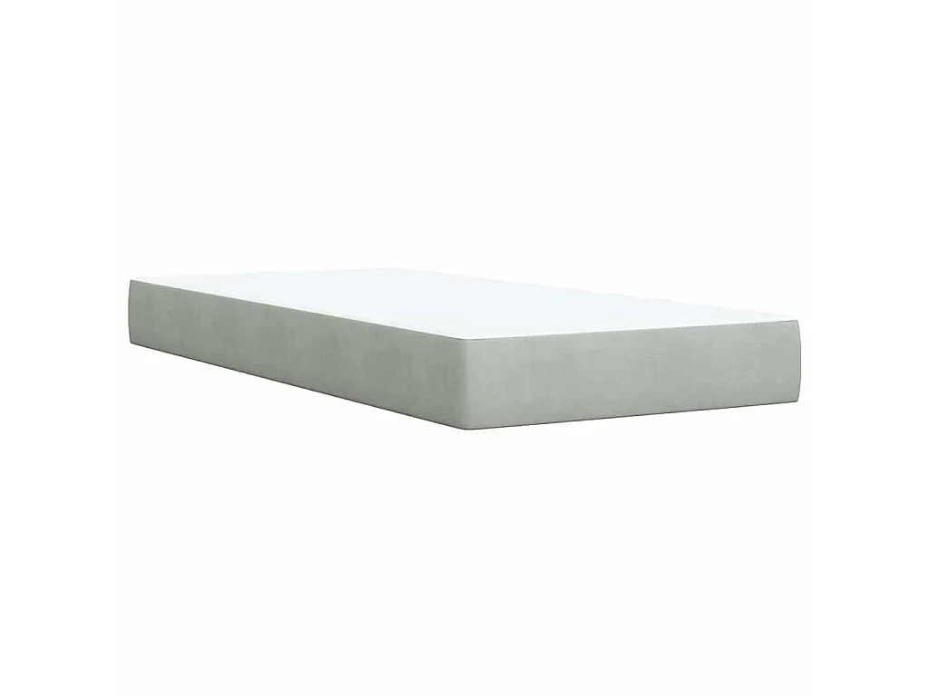Cama box spring con colchón terciopelo gris claro 100x200 cm