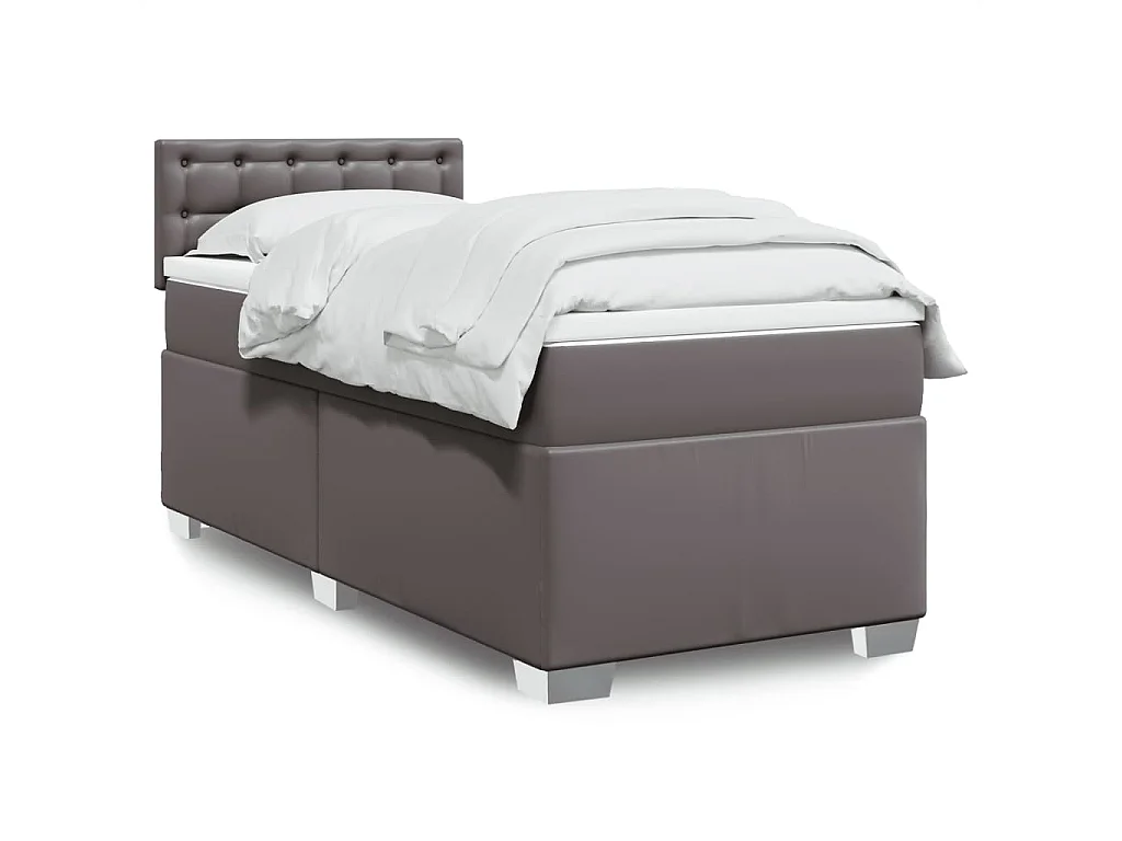 Boxspring met matras kunstleer grijs 100x200 cm