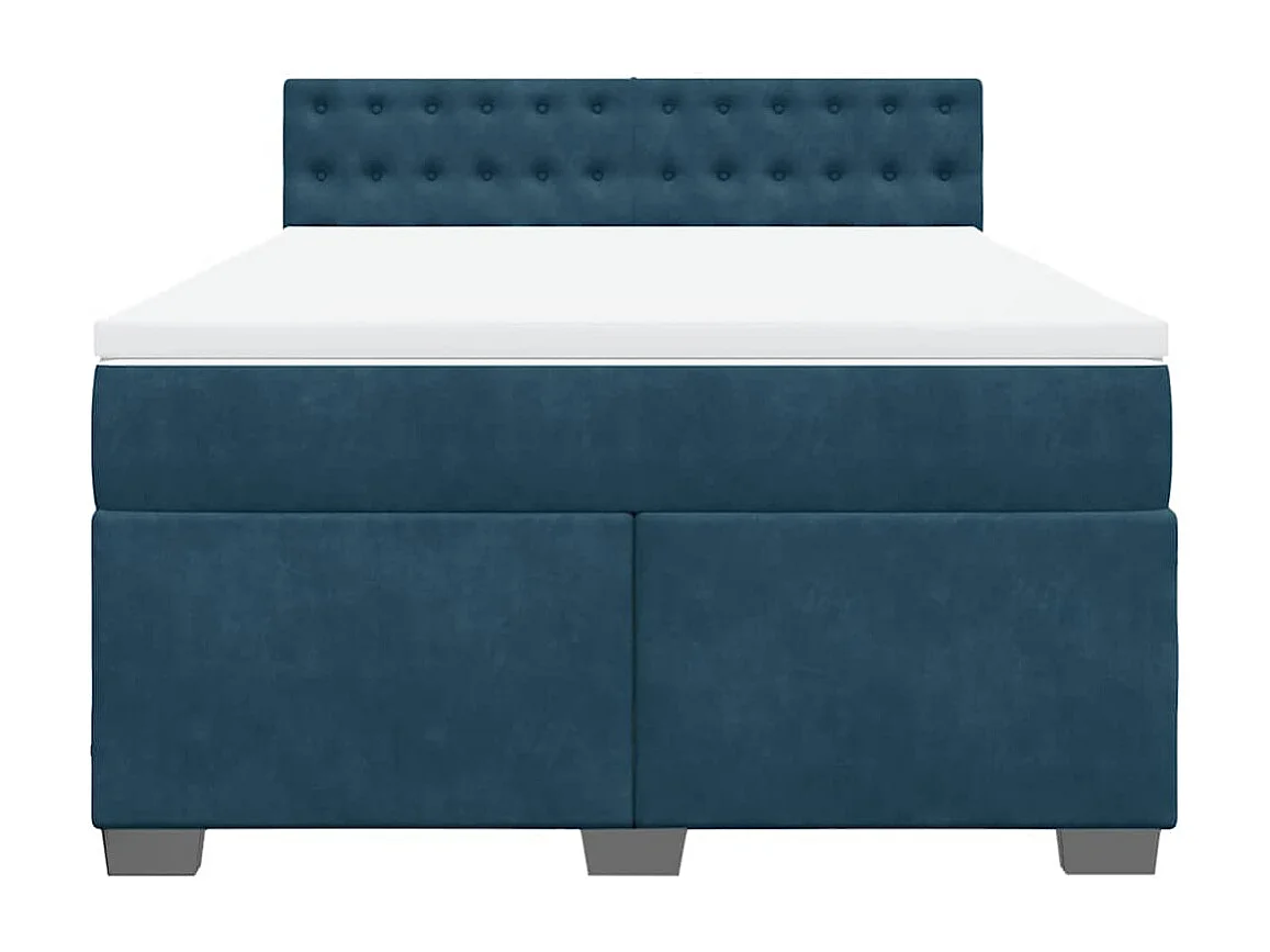 Giroletto a Molle con Materasso Blu 160x200 cm in Velluto