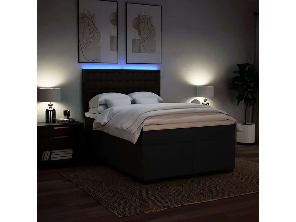 Cama com molas/colchão 140x190 cm tecido preto