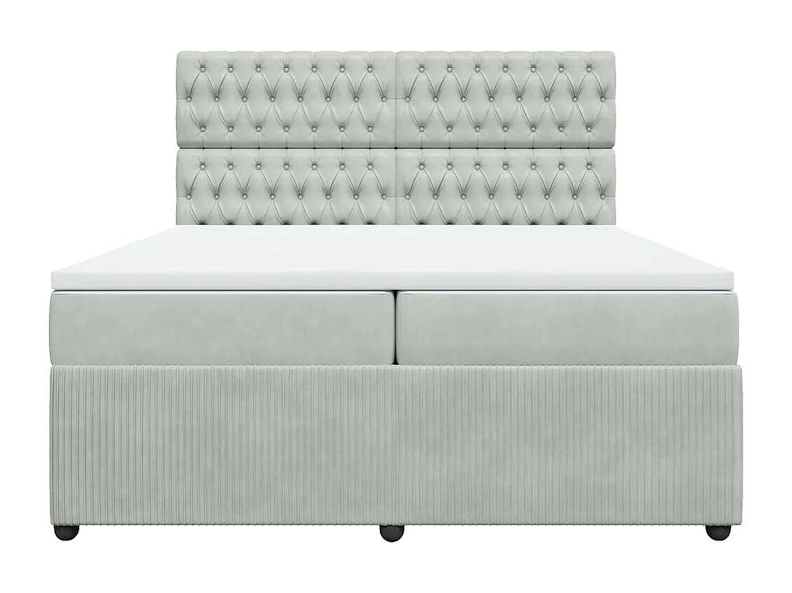 Giroletto a Molle con Materasso Grigio Chiaro 200x200cm Velluto