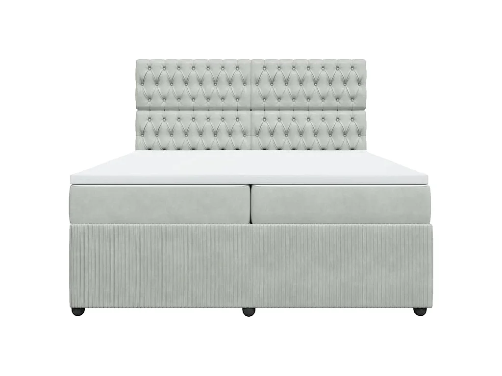 Boxspring met matras fluweel lichtgrijs 200x200 cm