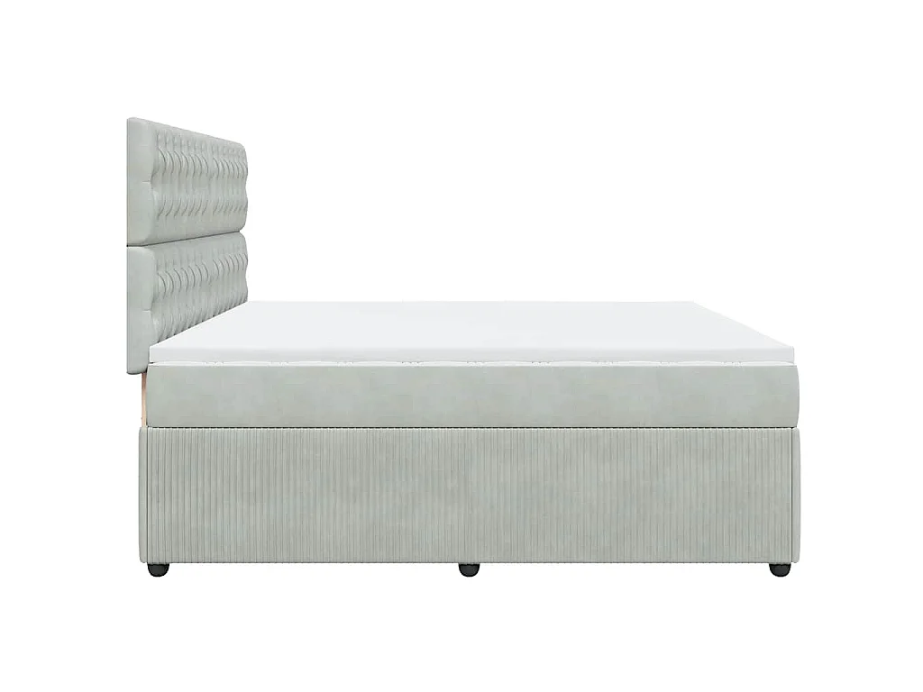 Boxspring met matras fluweel lichtgrijs 200x200 cm