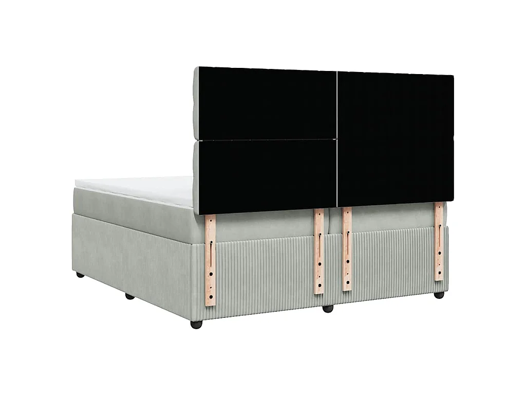 Boxspring met matras fluweel lichtgrijs 200x200 cm