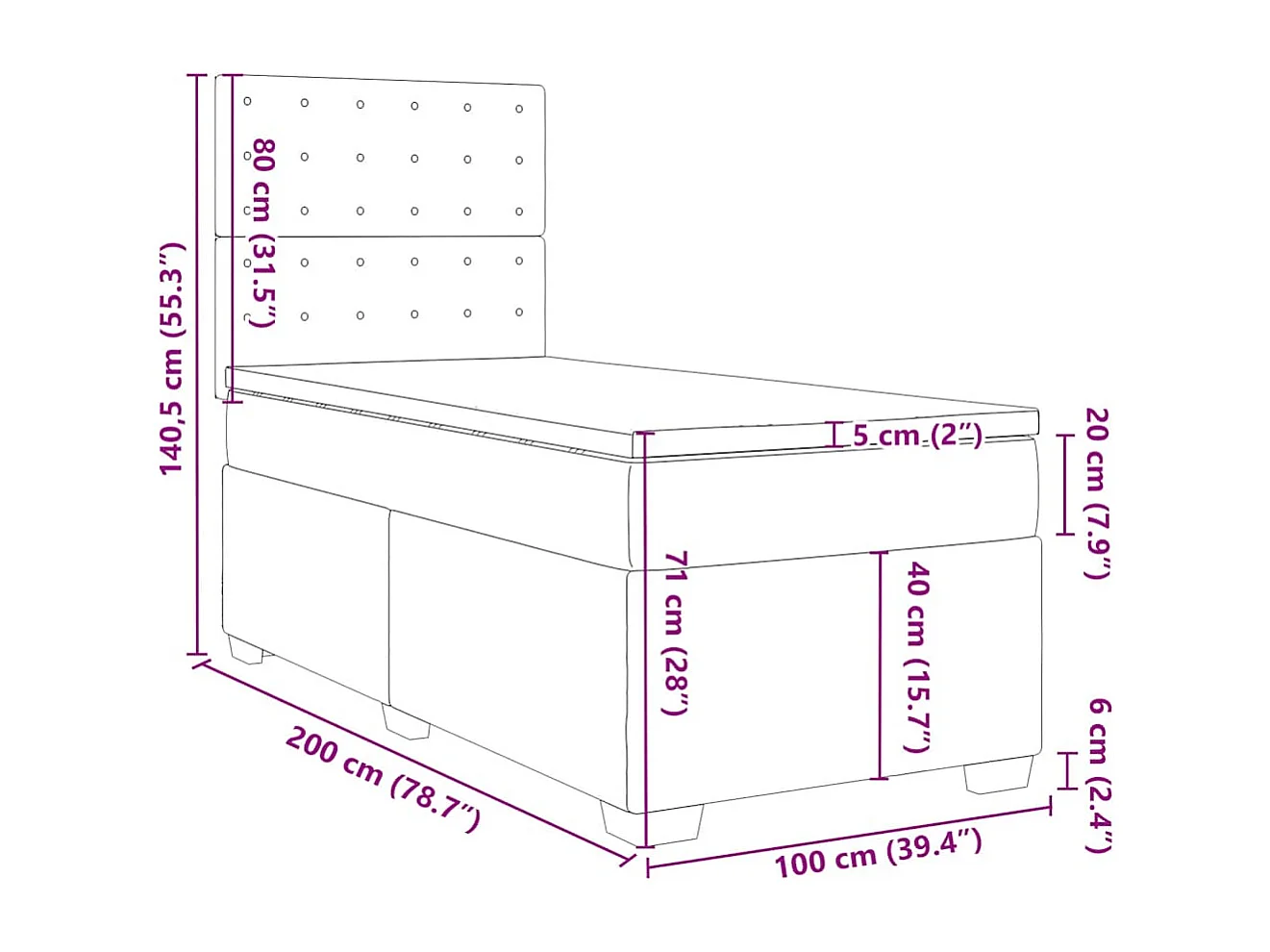 Sommier à lattes de lit avec matelas Rose 100x200 cm Velours