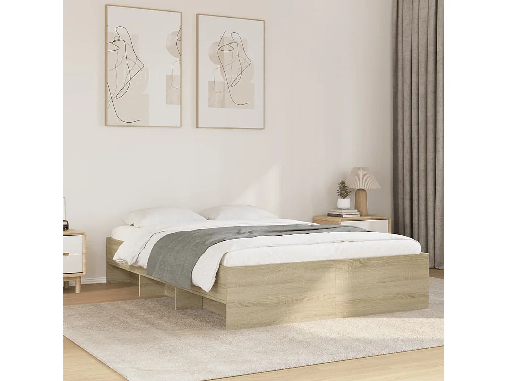 Cadre de lit sans matelas chêne sonoma 140x190 cm