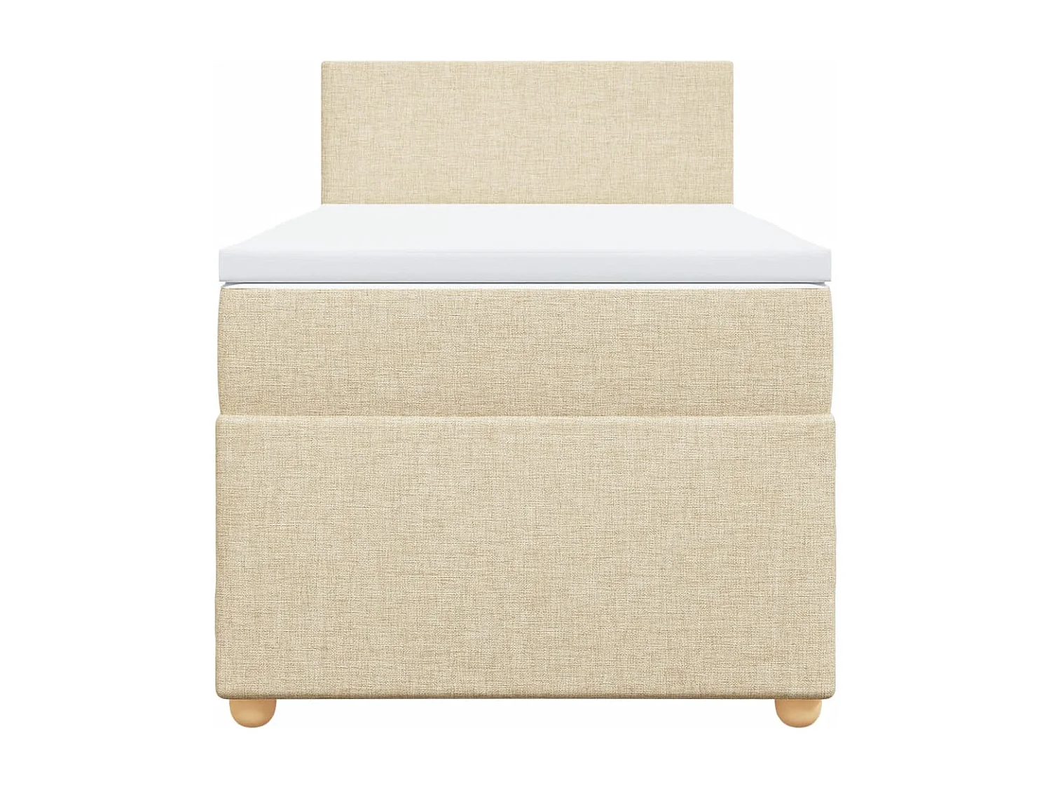 Cama box spring con colchón tela color crema 90x190 cm