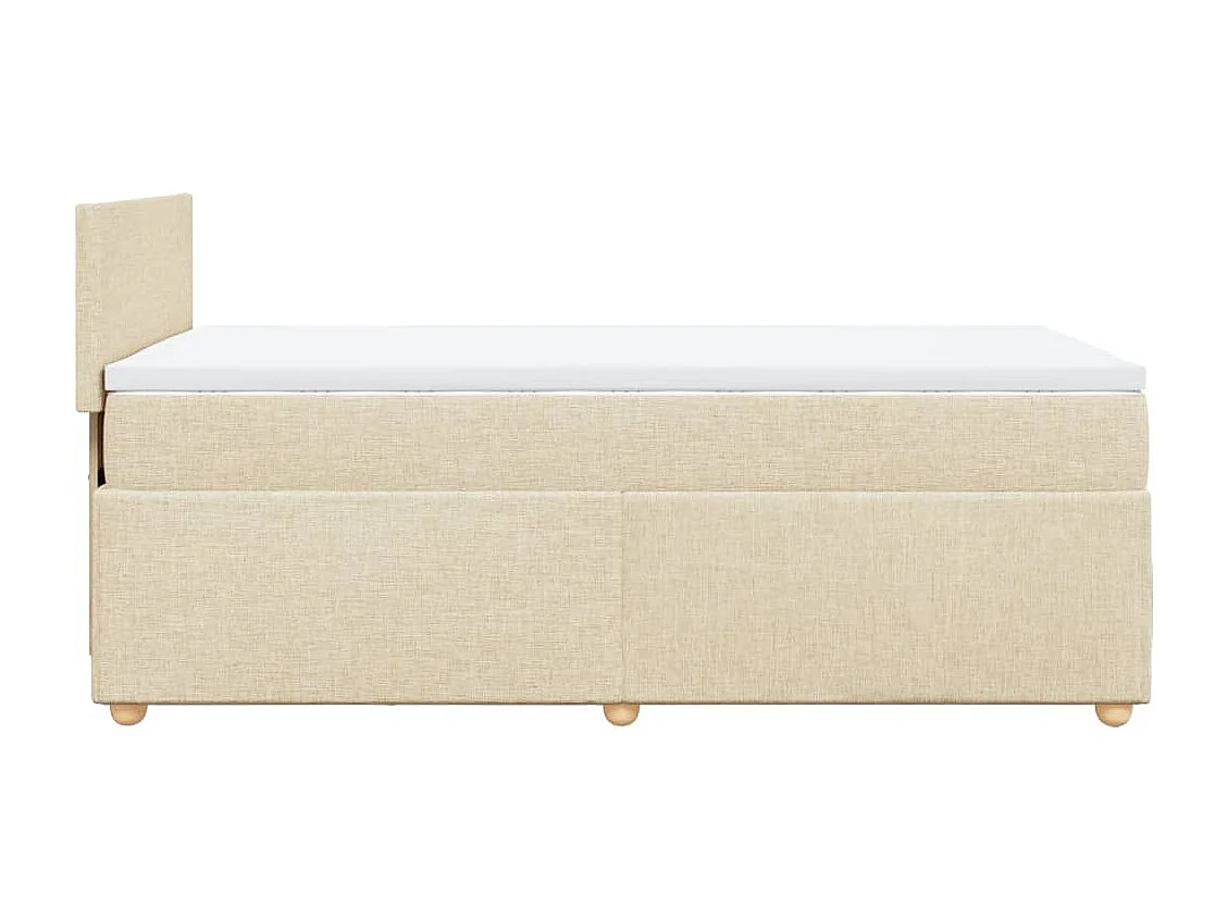 Cama box spring con colchón tela color crema 90x190 cm