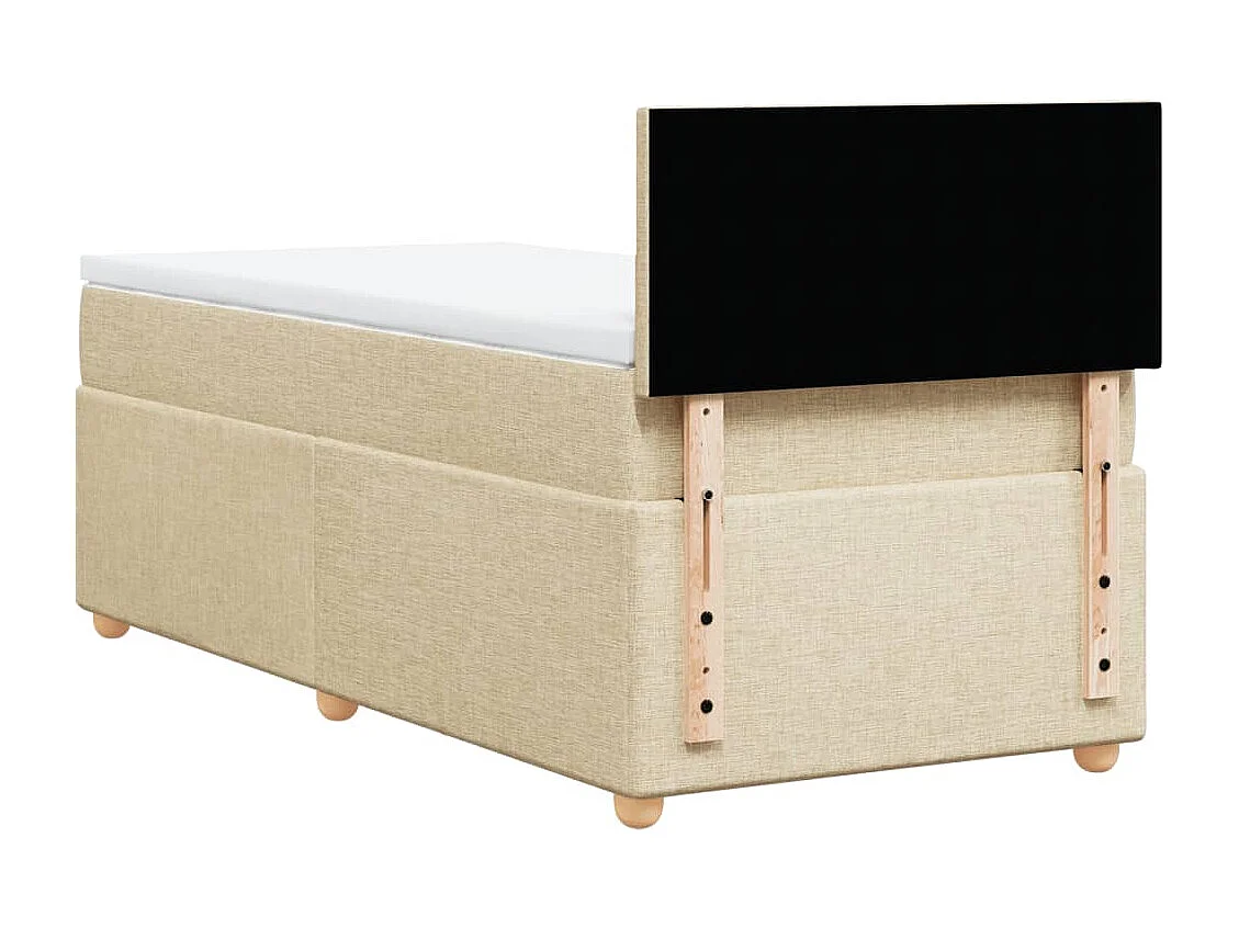 Cama box spring con colchón tela color crema 90x190 cm