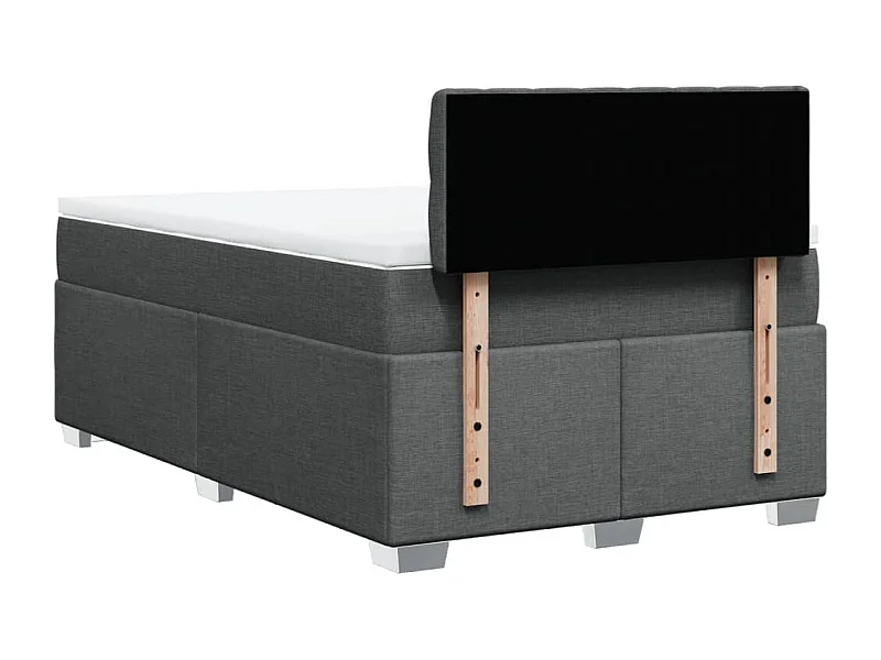 Cama box spring con colchón tela gris oscuro 120x200 cm
