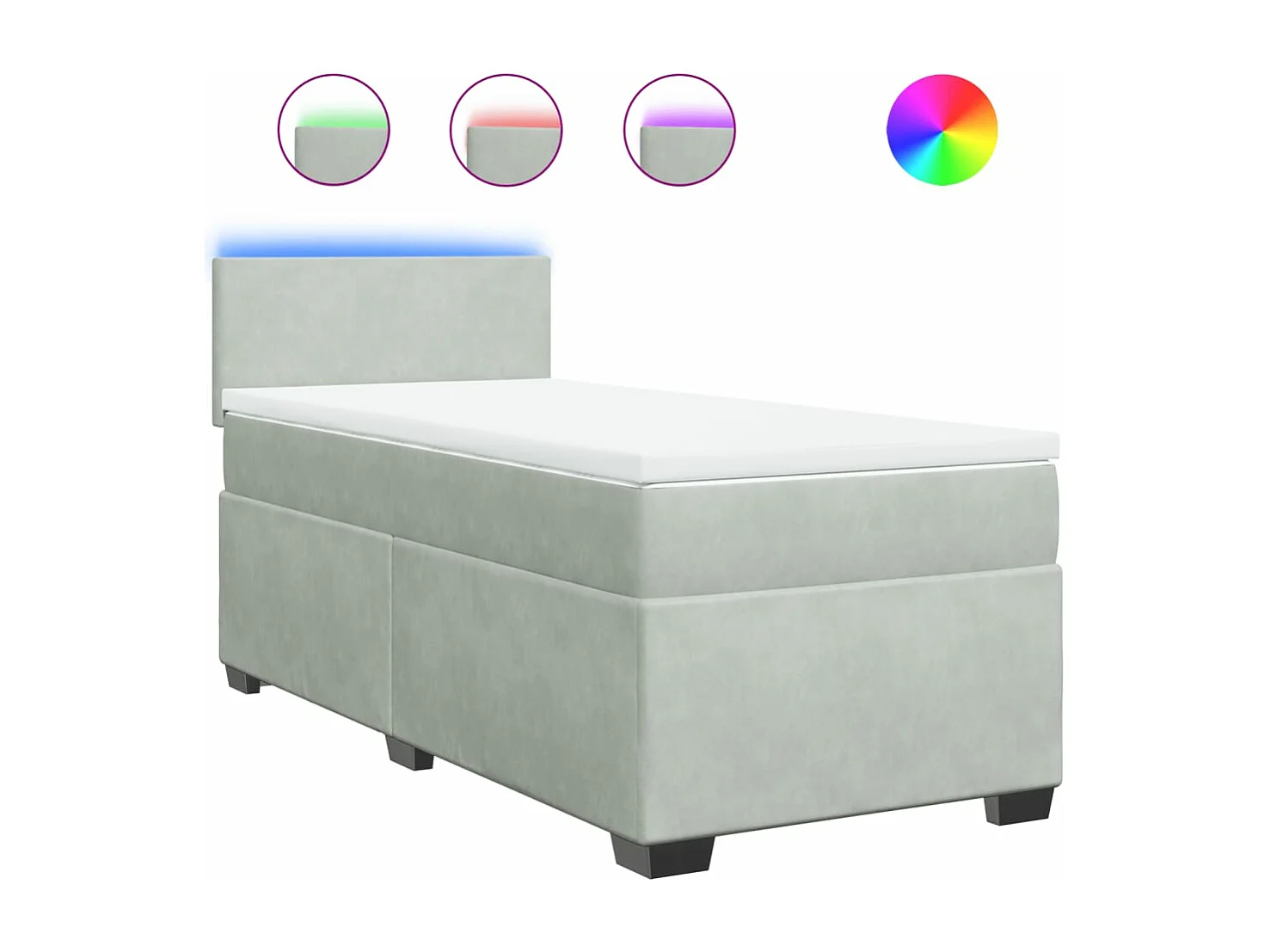 Sommier à lattes de lit et matelas Gris clair 100x200cm Velours