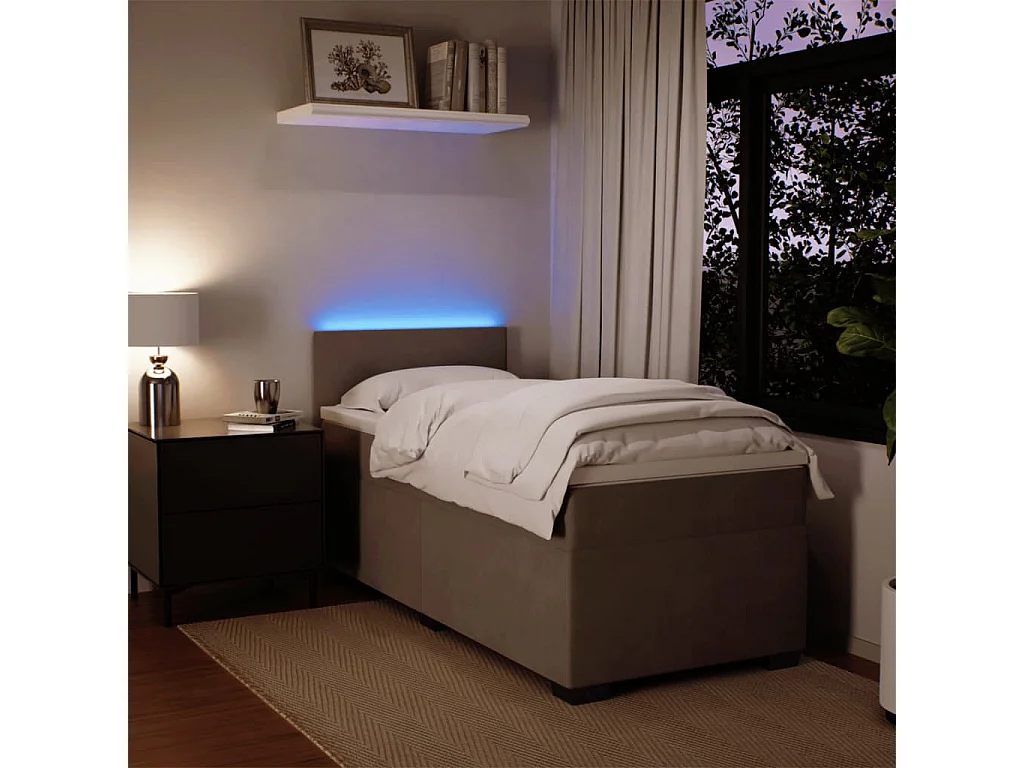 Boxspringbett mit Matratze Hellgrau 100x200 cm Samt
