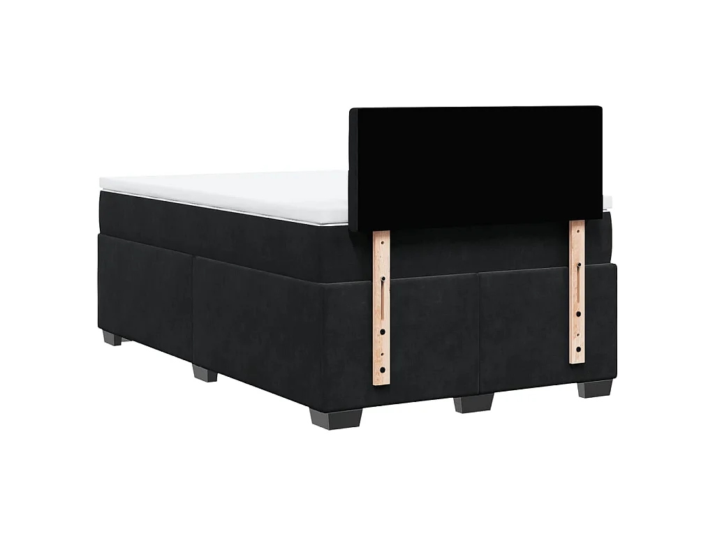Sommier à lattes de lit avec matelas noir 120x190 cm velours