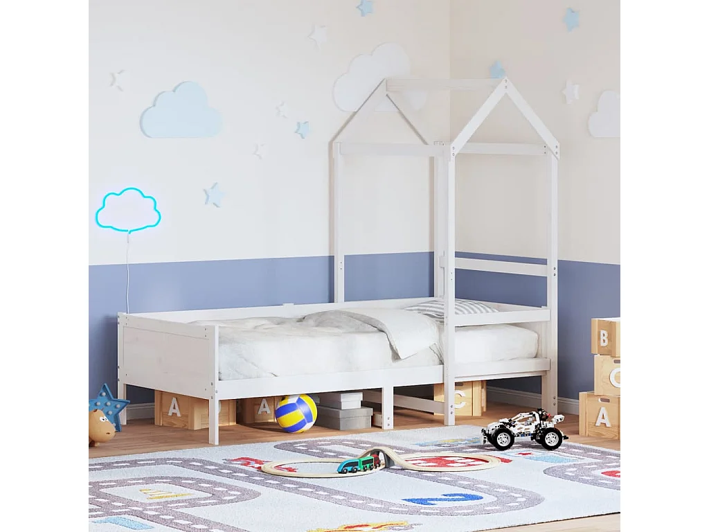 Slaapbank met bedhuis 90x190 cm massief grenenhout wit