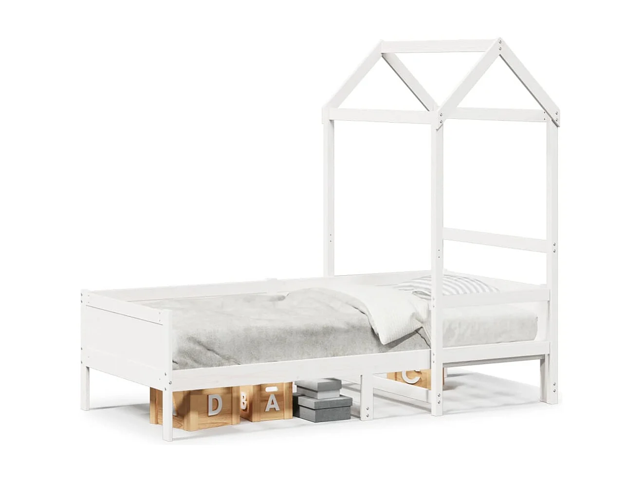 Slaapbank met bedhuis 90x190 cm massief grenenhout wit