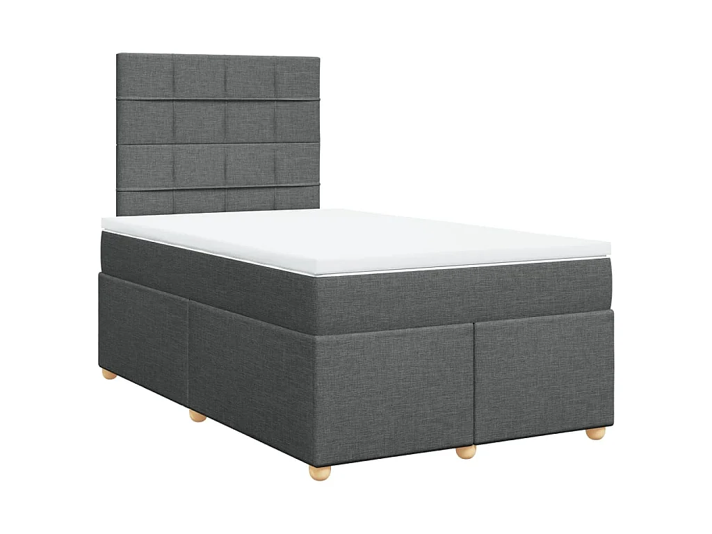 Sommier à lattes de lit avec matelas gris foncé 120x190cm tissu