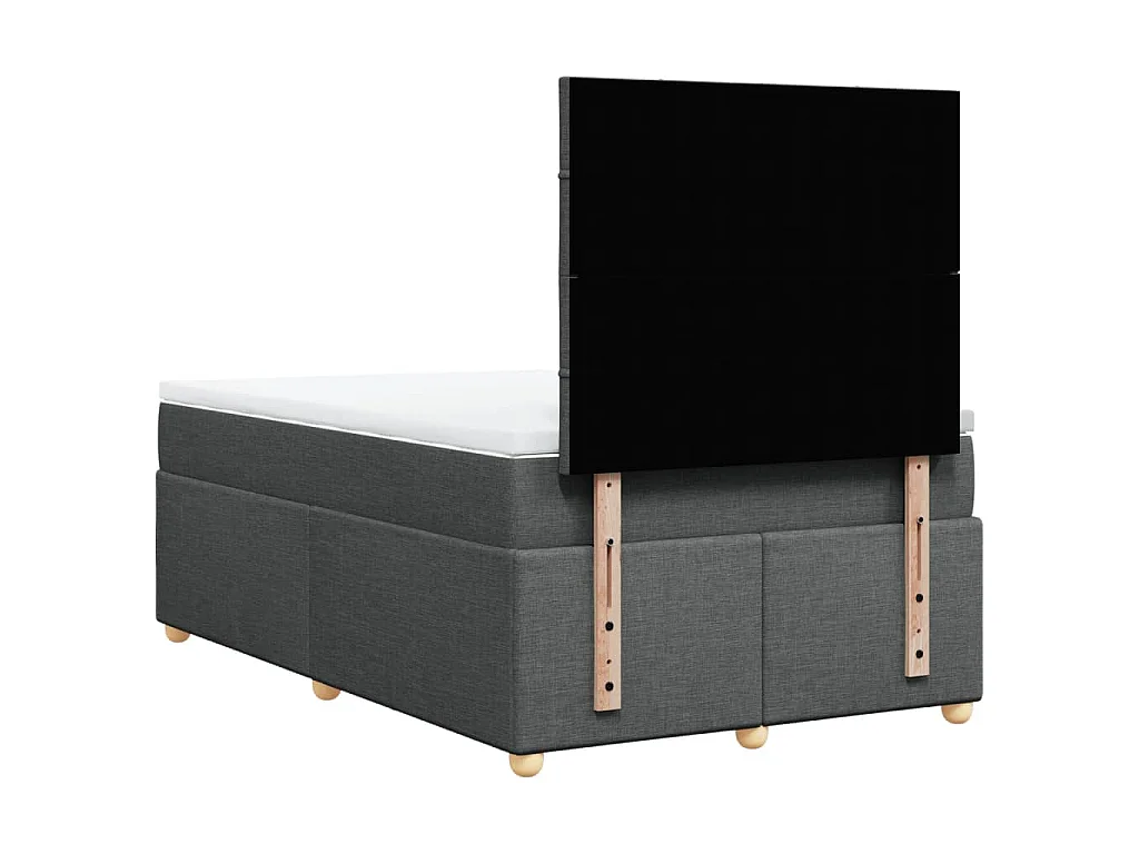 Sommier à lattes de lit avec matelas gris foncé 120x190cm tissu