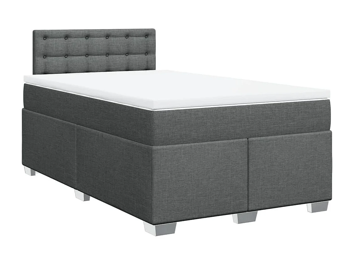 Cama box spring con colchón tela gris oscuro 120x190 cm