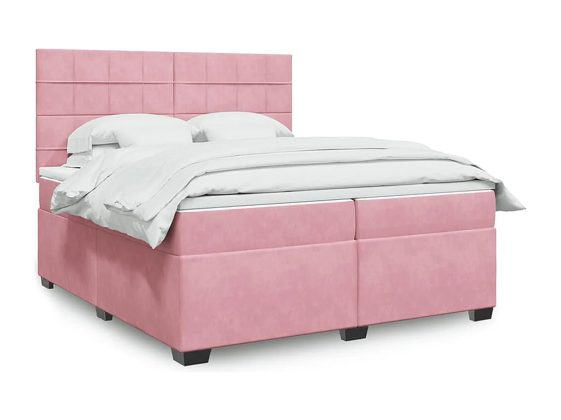 Boxspring met matras fluweel roze 200x200 cm
