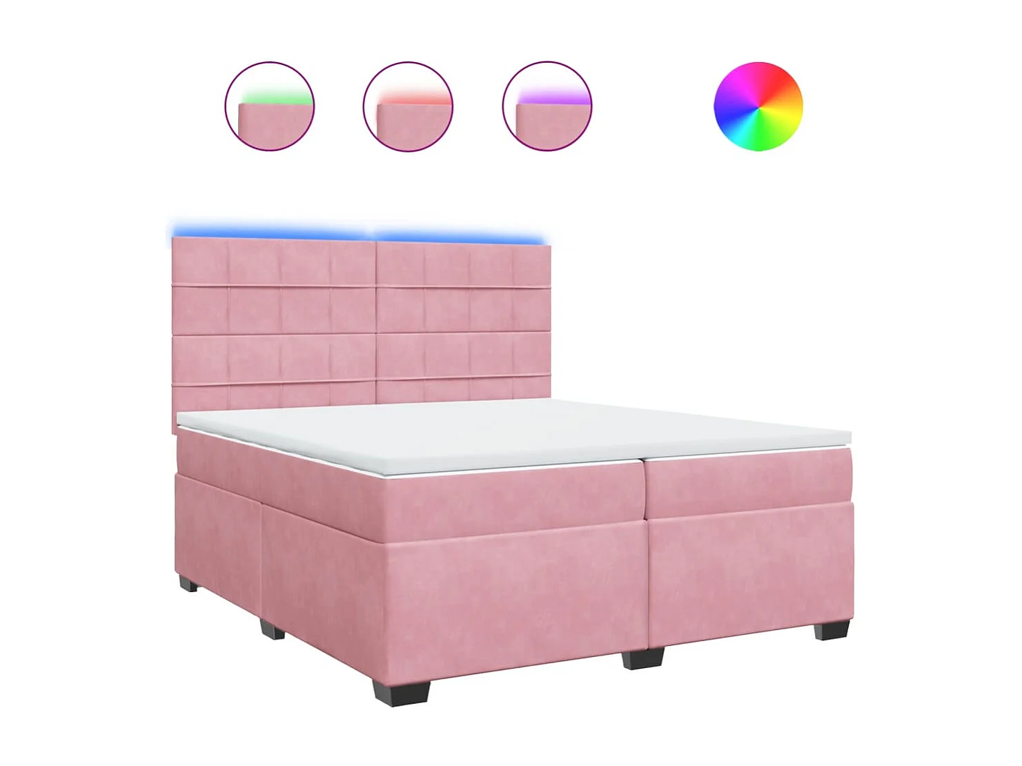 Sommier à lattes de lit avec matelas Rose 200x200 cm Velours