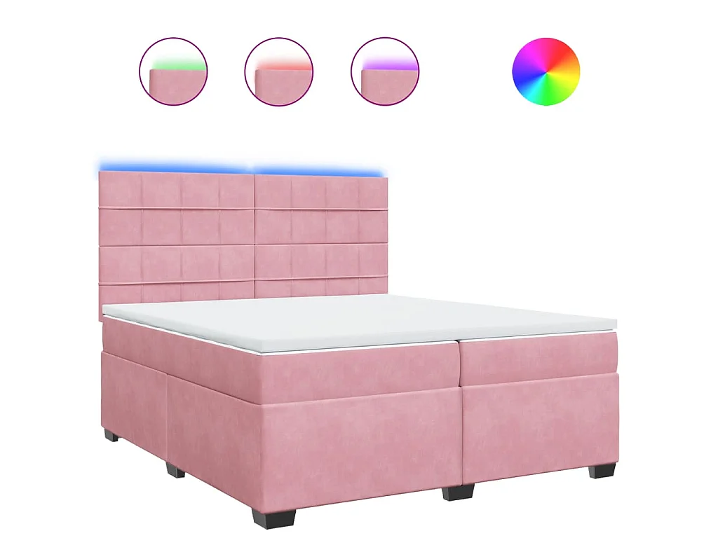 Cama box spring con colchón terciopelo rosa 200x200 cm