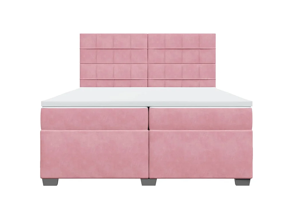 Cama box spring con colchón terciopelo rosa 200x200 cm