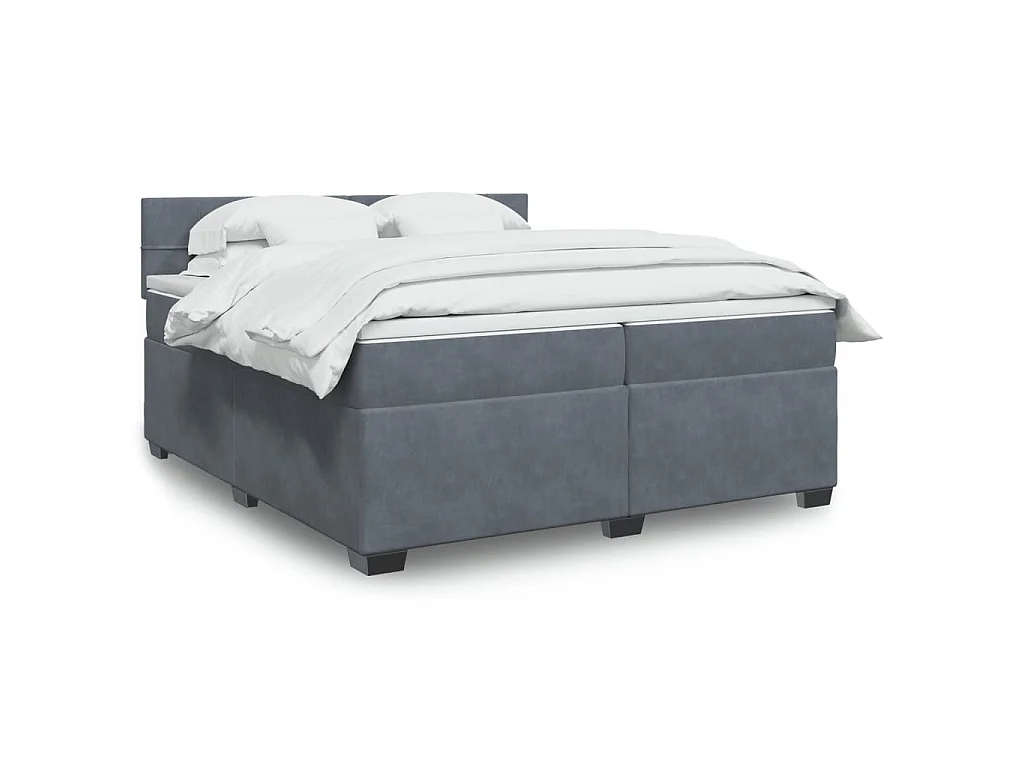 Giroletto a Molle con Materasso Grigio Scuro 200x200 cm Velluto