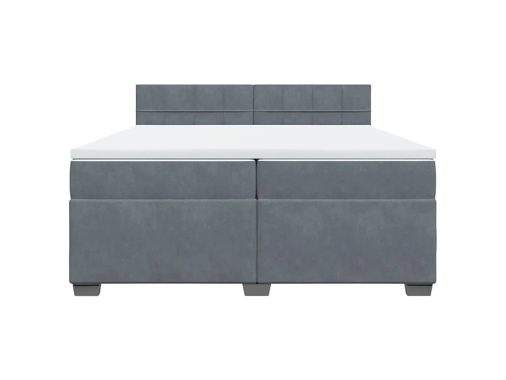 Giroletto a Molle con Materasso Grigio Scuro 200x200 cm Velluto