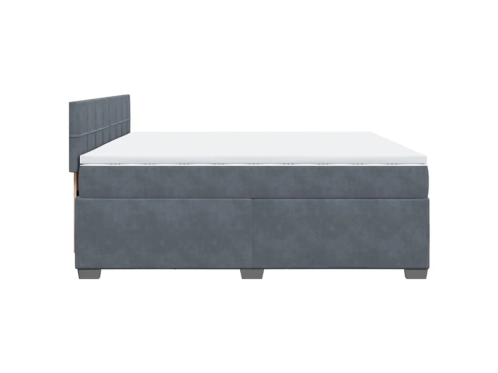 Giroletto a Molle con Materasso Grigio Scuro 200x200 cm Velluto