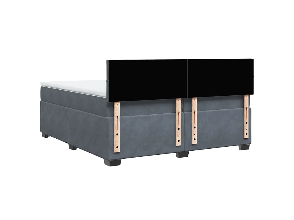 Giroletto a Molle con Materasso Grigio Scuro 200x200 cm Velluto