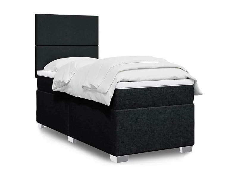 Boxspring met matras stof zwart 100x200 cm