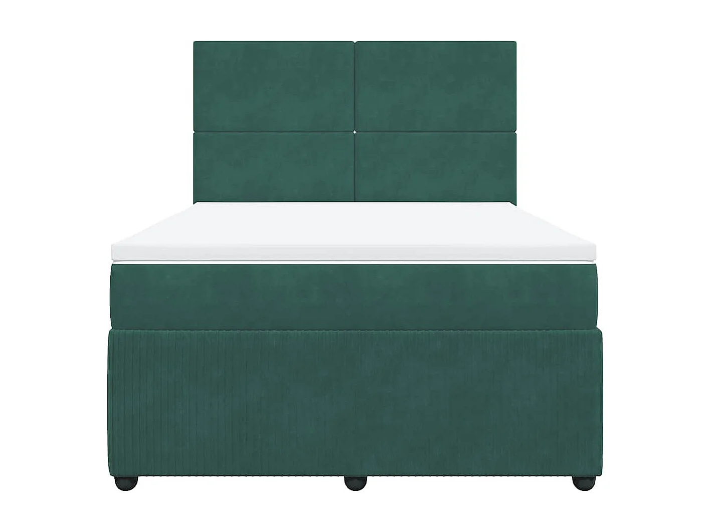 Cama com molas/colchão 160x200 cm veludo verde-escuro