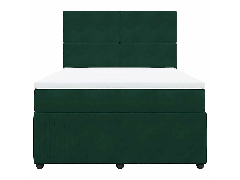 Cama com molas/colchão 160x200 cm veludo verde-escuro