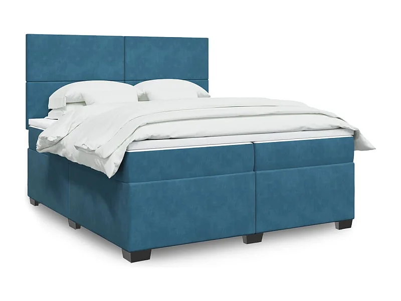 Boxspringbett mit Matratze Blau 200x200 cm Samt
