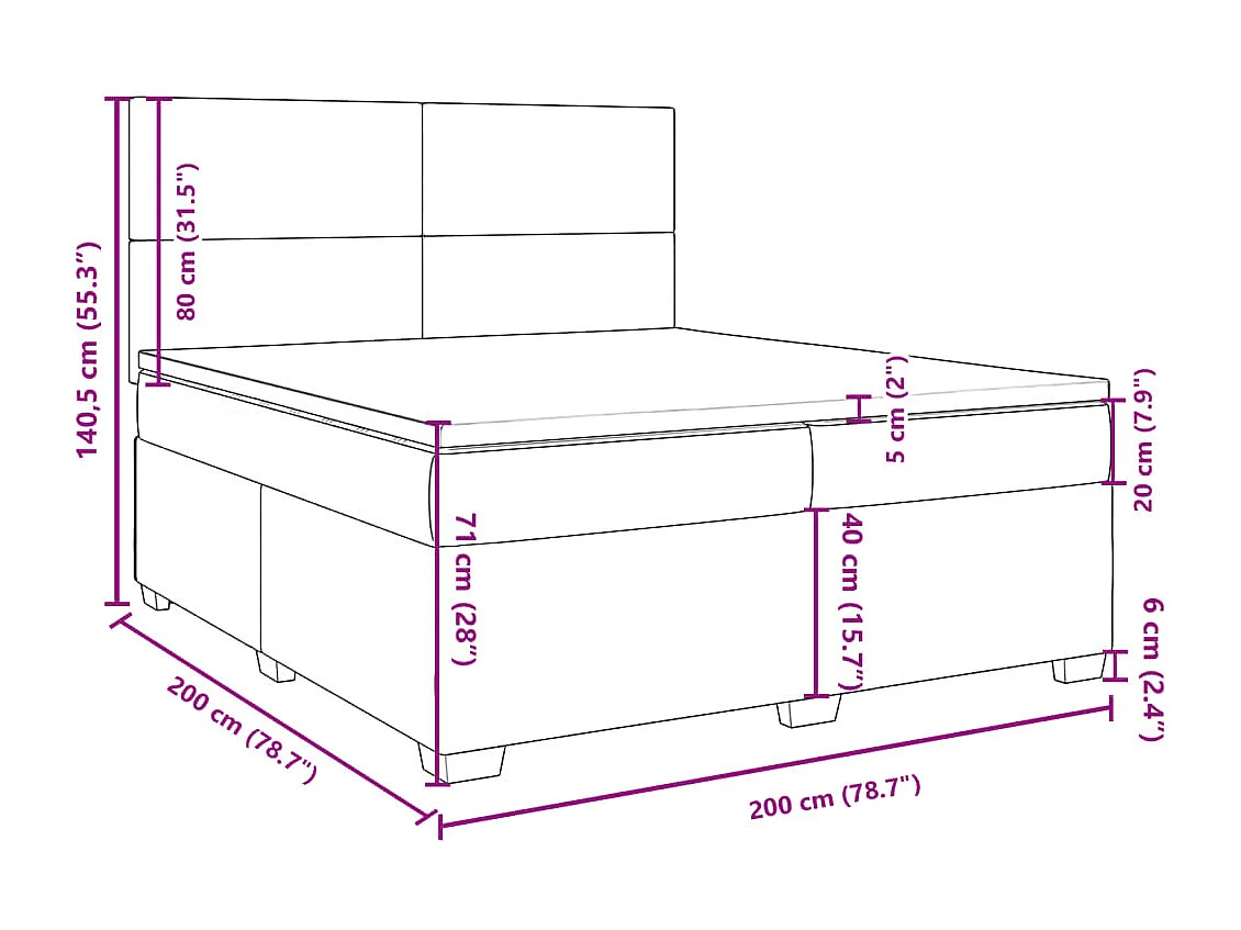 Boxspring met matras fluweel blauw 200x200 cm