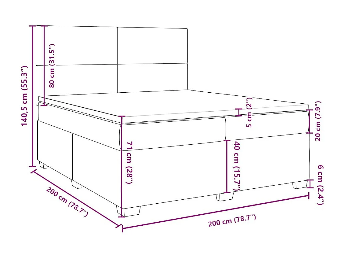 Boxspring met matras fluweel blauw 200x200 cm