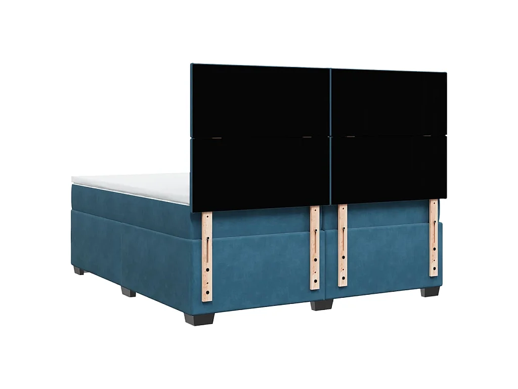 Giroletto a Molle con Materasso Blu 200x200 cm in Velluto