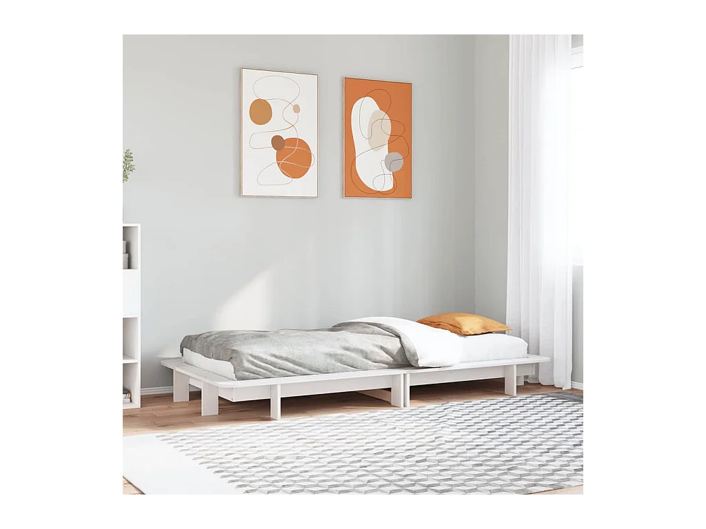 Massivholzbett ohne Matratze Weiß 100x200 cm Kiefernholz
