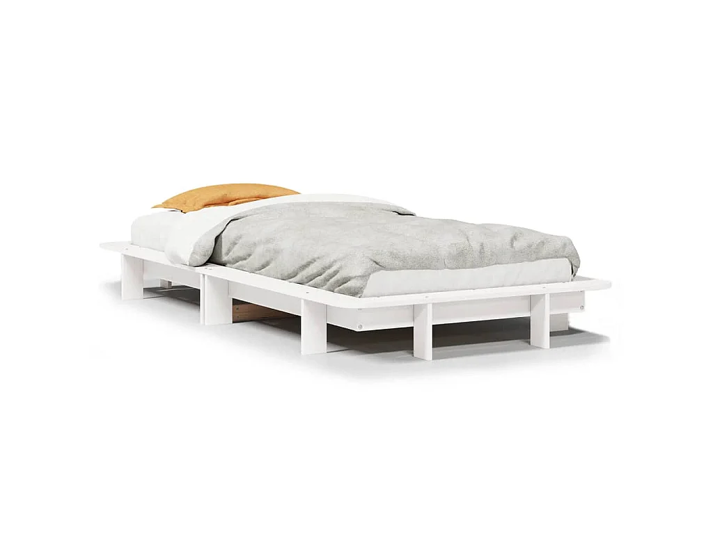 Giroletto senza Materasso Bianco 100x200 cm Legno Massello Pino