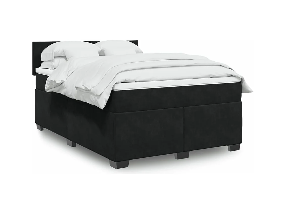 Boxspringbett mit Matratze Schwarz 140x200 cm Samt