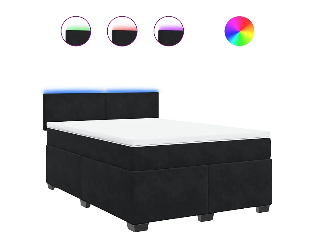 Boxspring met matras fluweel zwart 140x200 cm