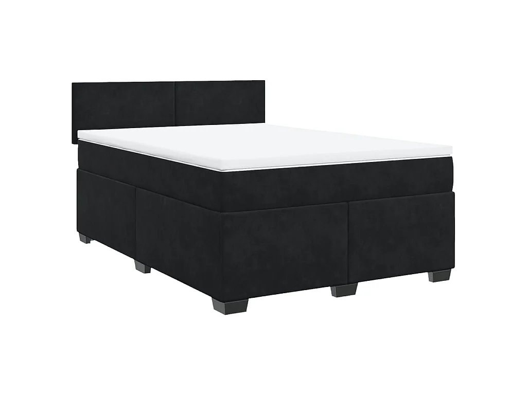 Sommier à lattes de lit avec matelas Noir 140x200 cm Velours