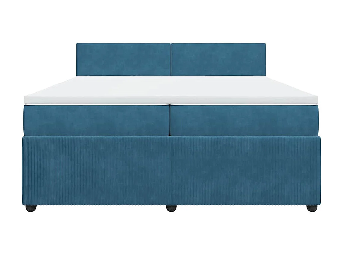 Sommier à lattes de lit et matelas Bleu 200x200 cm velours