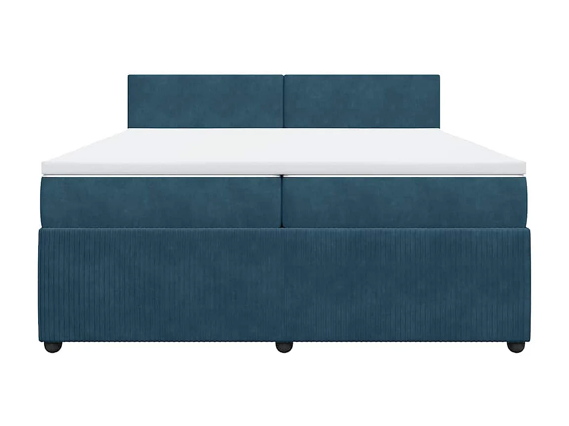 Cama com molas/colchão 200x200 cm veludo azul