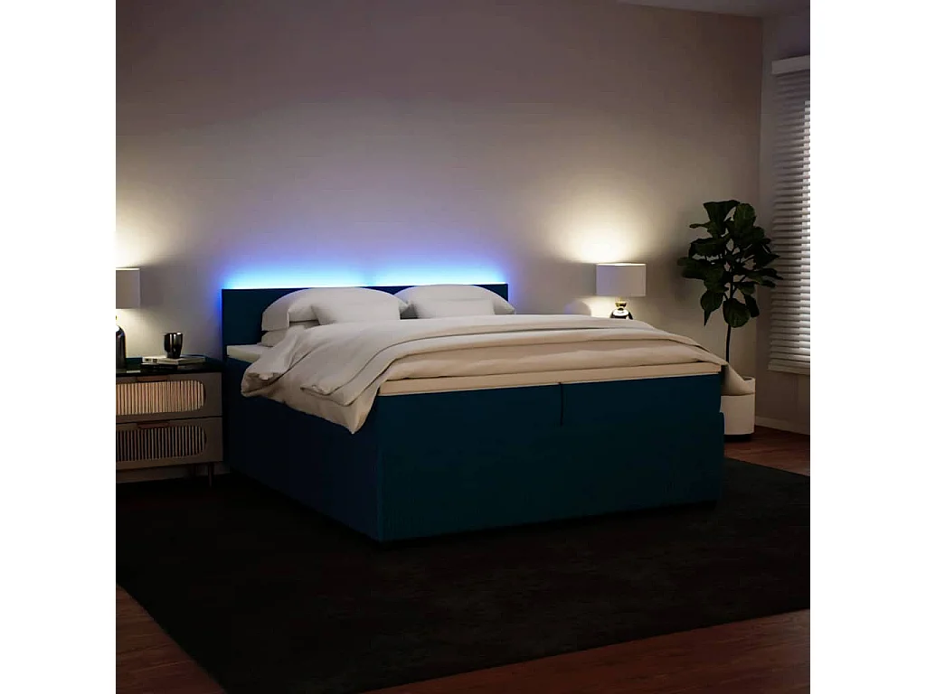 Boxspringbett mit Matratze Blau 200x200 cm Samt