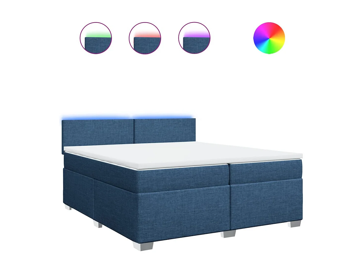 Sommier à lattes de lit avec matelas Bleu 200x200 cm Tissu