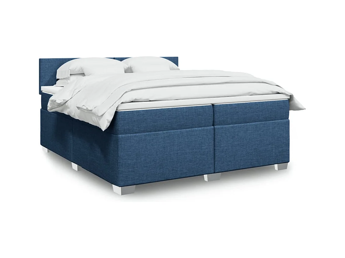 Sommier à lattes de lit avec matelas Bleu 200x200 cm Tissu